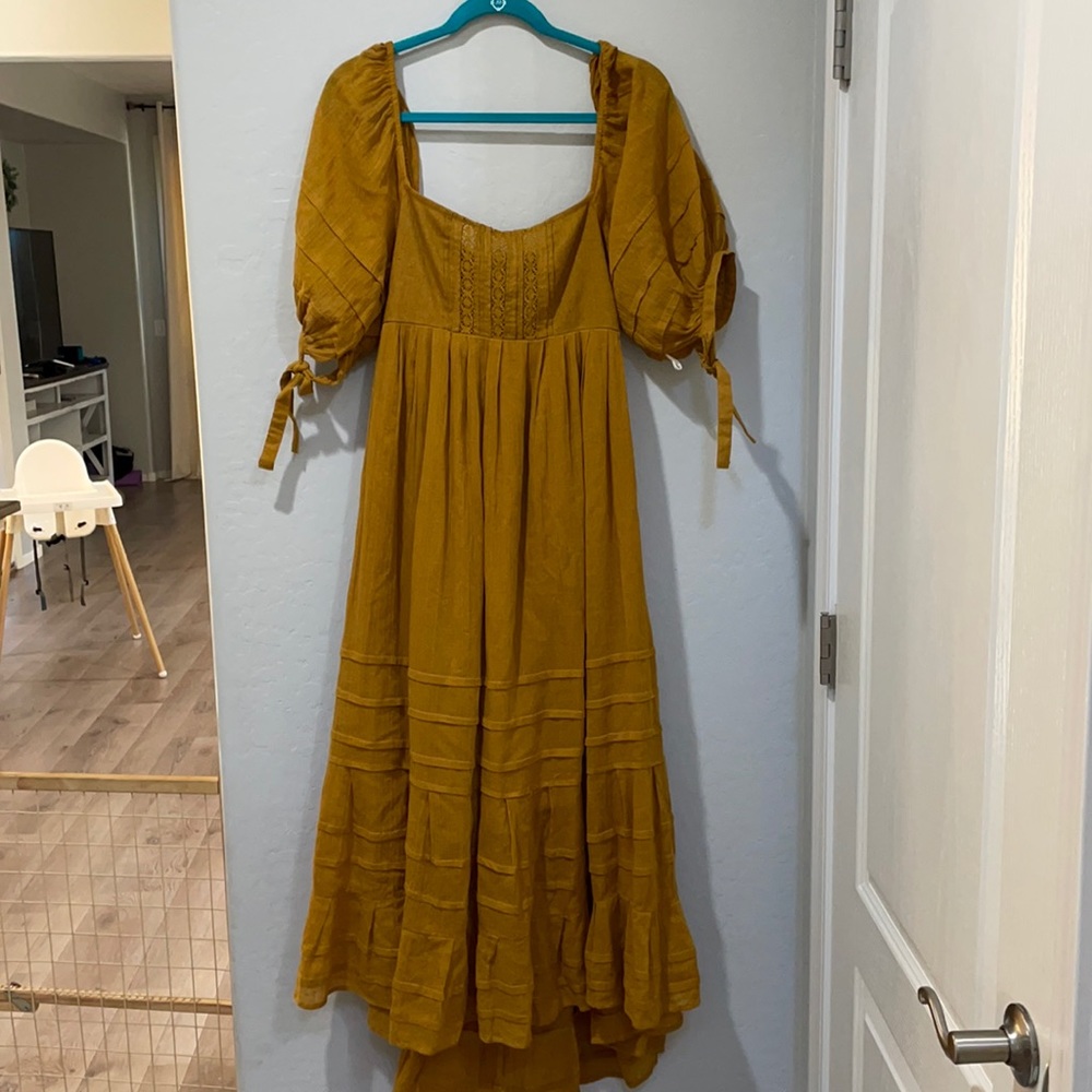Free People “Let’s Be Friends” Mustard Midi Dress